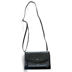 The Sak Black Leather Crossbody Wallet Bag 3-in-1 Convertible Clutch Wristlet